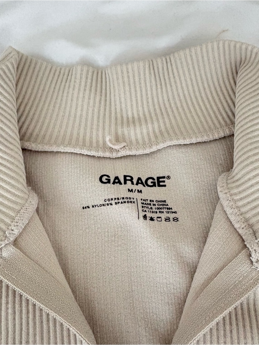 Garage Cream Ribbed Zip Crop Jacket - Picture 2 of 6